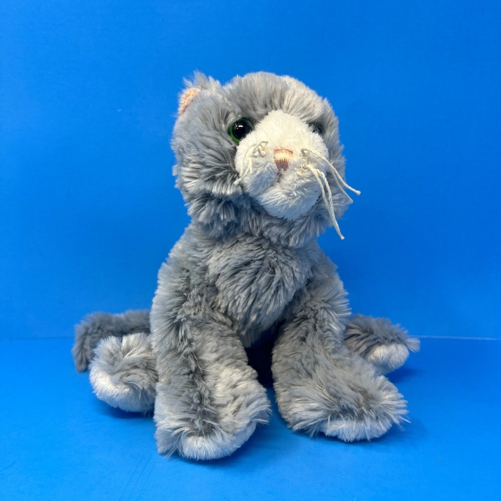 Ganz Webkinzā Silversoft Cat HM222 2009 8 inch Grey White Plush Floppy Toy
